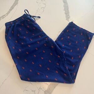 POLO Ralph Lauren Pajama Pants Mens L Blue Red Pony All Over Print Drawstring